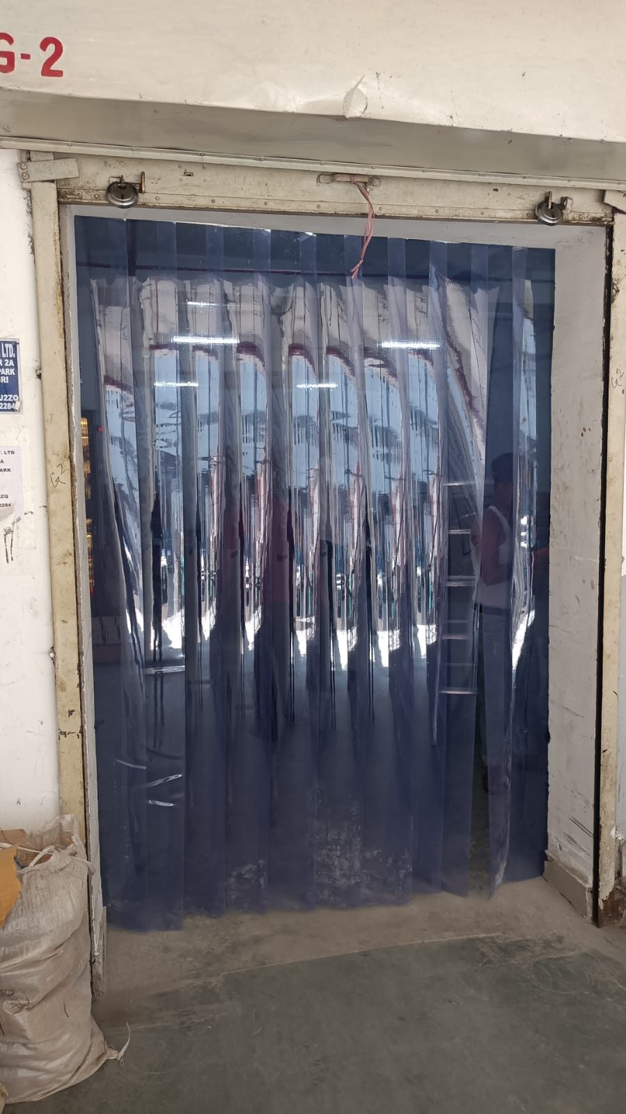 PVC strip curtain fitted to a commercial doorway